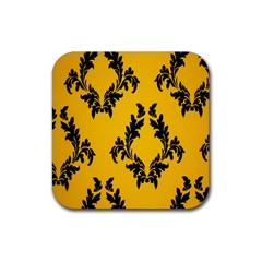 Yellow Regal Filagree Pattern Rubber Coaster (square) by Azkajaya