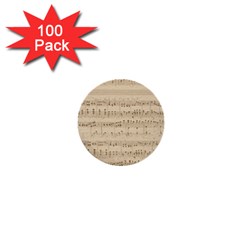 Vintage Beige Music Notes 1  Mini Buttons (100 Pack)  by Loisa77