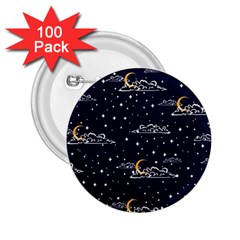 Hand Drawn Scratch Style Night-sky-with-moon-cloud Space Among-stars-seamless Pattern Vector Design 2 25  Buttons (100 Pack)  by Ket1n9