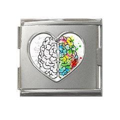 Brain Mind Psychology Idea Drawing Mega Link Heart Italian Charm (18mm) by Loisa77