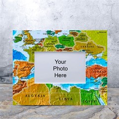 World Map White Tabletop Photo Frame 4 x6  by Ket1n9