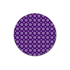 White Pentacle And Purple Pattern Magnet 3  (round) by cheekywitch