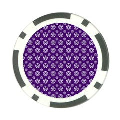 White Pentacle And Purple Pattern Poker Chip Card Guard by cheekywitch