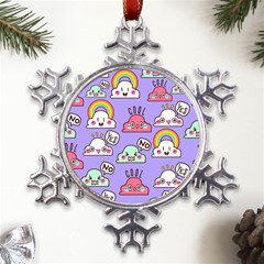 Cloud Seamless Pattern Metal Large Snowflake Ornament by Apen