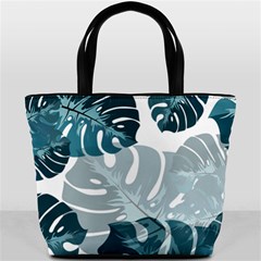 Monstera Leaves Background Bucket Bag by anzea