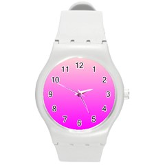 Gradient Pink - Pastel Yellow Pink Rosa Round Plastic Sport Watch (m) by 2607694c