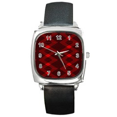 Pattern Black Red Square Metal Watch by 2607694c