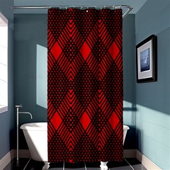 Pattern, Red, Black,  Shower Curtain 36  X 72  (stall)  by 2607694c