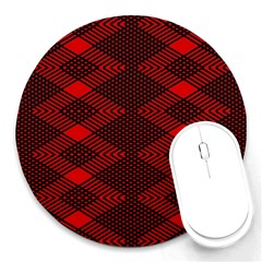 Pattern Rot Schwarz Round Mousepad by dedoma