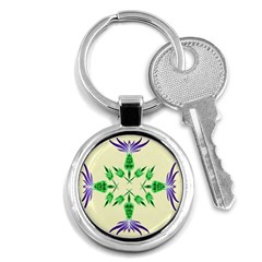 Thistle Flower Purple Thorny Flora Key Chain (round) by Bajindul