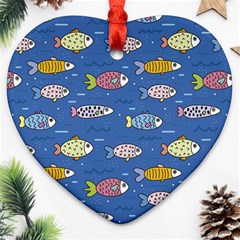 Sea Fish Blue Submarine Animal Ornament (heart) by Proyonanggan