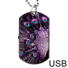 Purple Peacock Dog Tag Usb Flash (two Sides) by Bedest