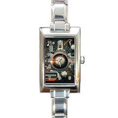 Technology Robot Internet Processor Rectangle Italian Charm Watch by Ravend