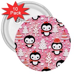 Cute Penguin Pattern 3  Buttons (10 Pack)  by Loisa77