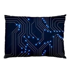 Seamless Pattern Of Glowing Circuit Board Neon Technology Pillow Case by Loisa77