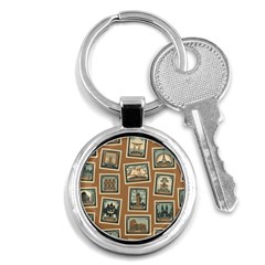 Retro Postage Seamless Pattern Key Chain (round) by Loisa77