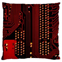 Red Circuit Board Texture Red Circuit Digital Texture Circuit Board Red Technology Standard Premium Plush Fleece Cushion Case (one Side) by Loisa77