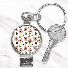 Flower White Pattern Floral Nail Clippers Key Chain by anzea