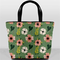 Flower Green Pink Pattern Floral Bucket Bag by anzea