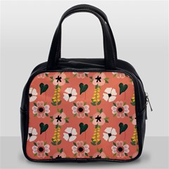 Flower Pink Brown Pattern Floral Classic Handbag (two Sides) by anzea