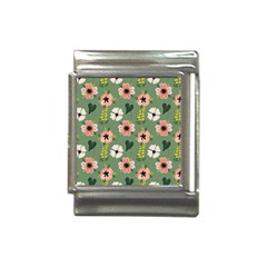 Flower Green Pink Pattern Floral Italian Charm (13mm) by anzea