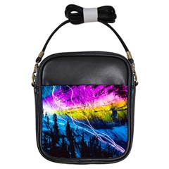 Night Skiing Colored Dead Grateful Lights Mountain Girls Sling Bag by Loisa77