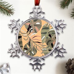 Leaves Monstera Picture Print Pattern Metal Large Snowflake Ornament by Ravend