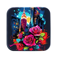 City Rose 2-gigapixel-art-scale-4 00x Square Metal Box (black) by BrightWear