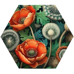 Flower Poppies Wooden Puzzle Hexagon by Loisa77