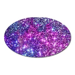 Purple Violet Glitter Galaxy Nebula Space Pattern Oval Magnet by Perong