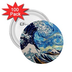 The Great Wave Of Kanagawa Painting 2 25  Buttons (100 Pack)  by Perong