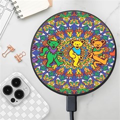 Dead Dancing Bears Grateful Dead Pattern Wireless Fast Charger(black) by Grandong