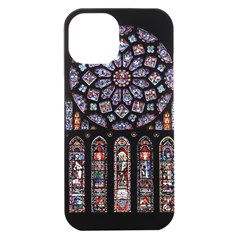 Chartres Cathedral Notre Dame De Paris Stained Glass Iphone 15 Plus Black Uv Print Pc Hardshell Case by Grandong