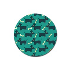 Happy Dogs Animals Pattern Magnet 3  (round) by Ket1n9