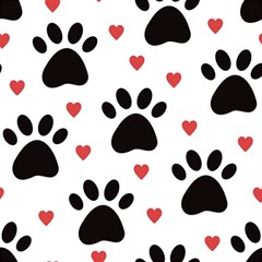 Dog Paw Vector Seamless Pattern With Hearts Play Mat (rectangle) by Perong