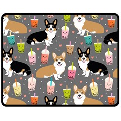 Corgi Boba Tea Bubble Tea Kawaii Food Welsh Corgis Dog Fleece Blanket (medium) by Perong