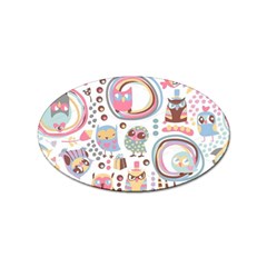 Cute Owl Bird Animal Pattern Sticker Oval (100 Pack) by Perong