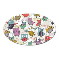 Owl Animal Bird Pattern Oval Magnet by Perong