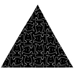 Enigmatic Demon Black And White Pattern Wooden Puzzle Triangle by dflcprintsclothing