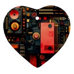 Tech Technology Pattern Heart Ornament (Two Sides) Front