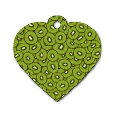 Kiwi Fruit Pattern Green Background Dog Tag Heart (two Sides) by Paksenen