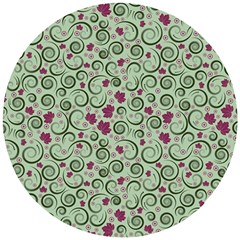 Swirls Foliage Leaves Green Wooden Puzzle Round by Maspions