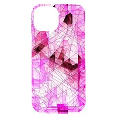 Pink Abstract Lineart Iphone 15 Plus Black Uv Print Pc Hardshell Case by Maspions