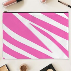 White Pink Stripes, Pattern Cosmetic Bag (xxxl) by kyorashop23