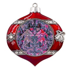 Alien Architecture Ii Metal Snowflake And Bell Red Ornament by MRNStudios