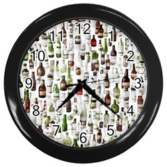 Bottle Chic Print Patterns Wall Clock (black) by BellaVistaTshirt02