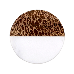 Leopard Skin Texture, Macro, Brown Classic Marble Wood Coaster (round)  by kyorashop23