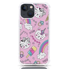 Beautiful Cute Animals Pattern Pink Iphone 13 Mini Tpu Uv Print Case by Grandong