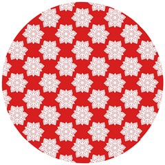 Christmas Snowflakes Background Pattern Wooden Puzzle Round by Apen