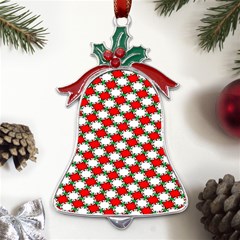 Christmas Star Red Green Metal Holly Leaf Bell Ornament by anzea